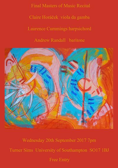Claire Horacek MMus viola da gamba recital poster